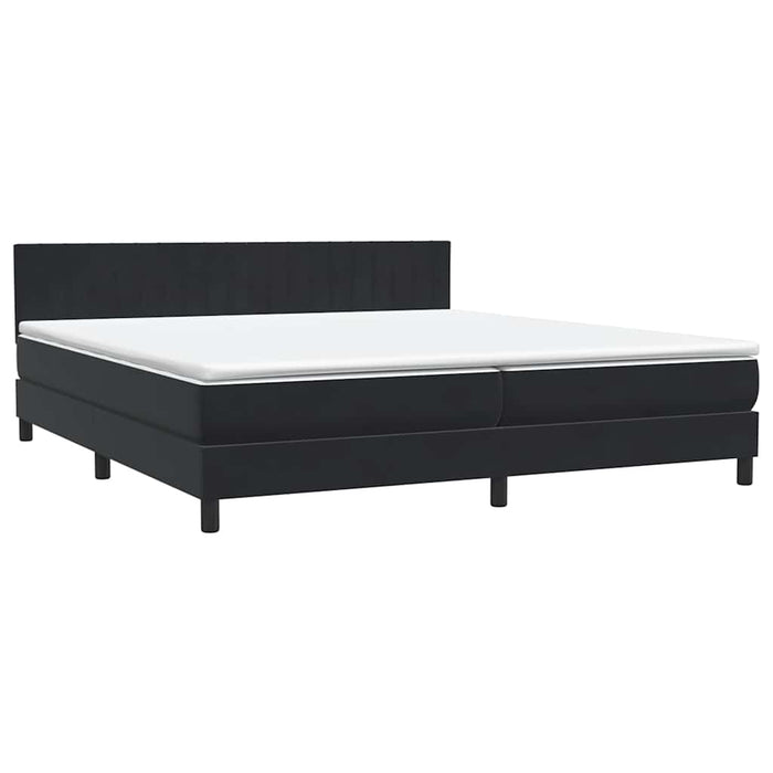 Pat cu arcuri cu saltea și LED, negru, 200x220 cm, catifea WALTI