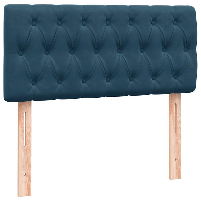 Pat cu arcuri cu saltea și LED, albastru închis, 80x210 cm, catifea WALTI