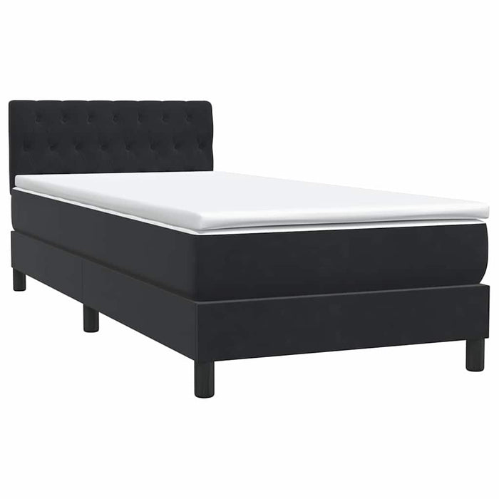 Pat cu arcuri cu saltea și LED, negru, 90x210 cm, catifea - WALTI WALTI