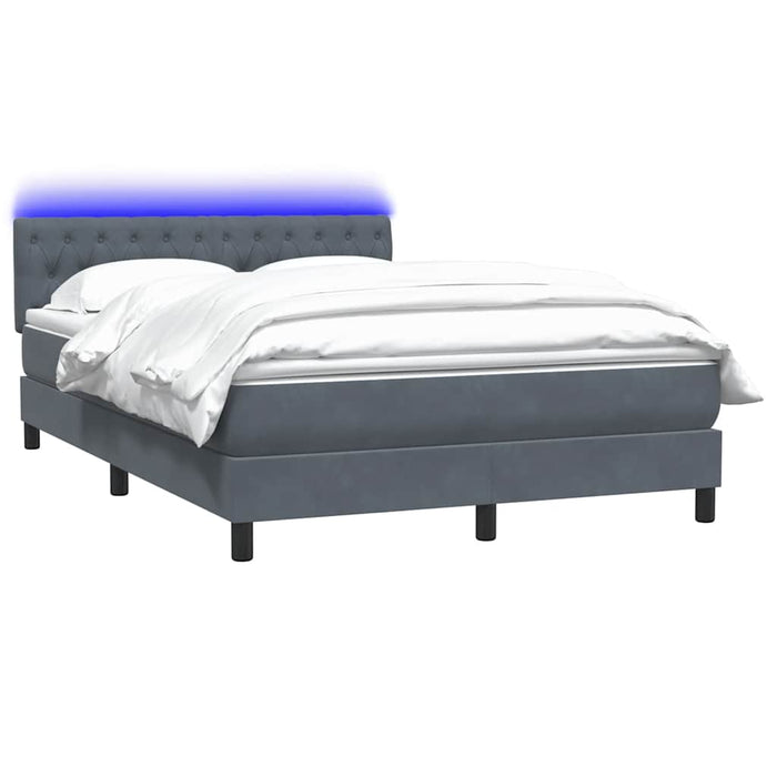 Pat cu arcuri cu saltea și LED, gri închis, 160x210 cm, catifea WALTI