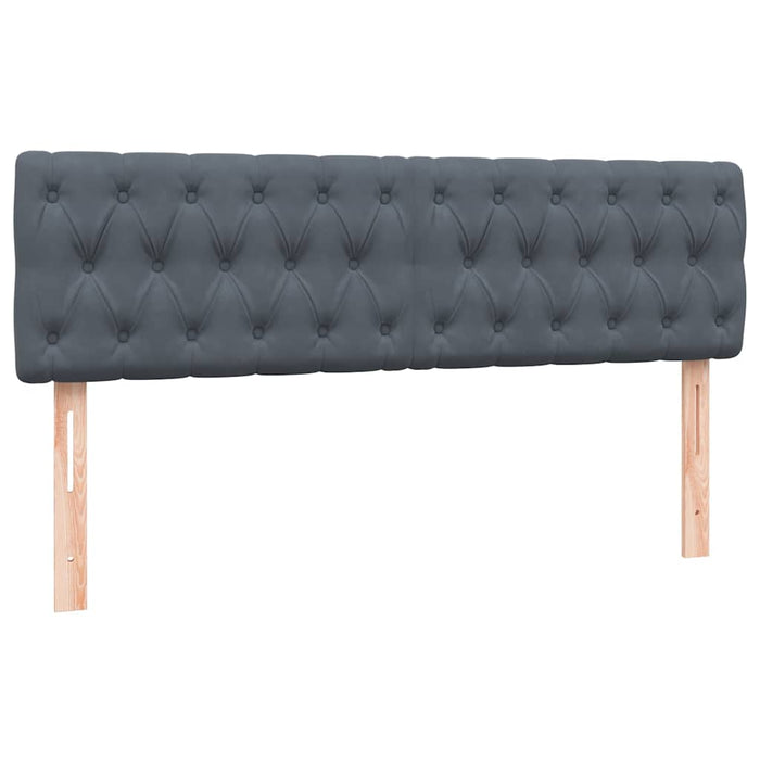 Pat cu arcuri cu saltea și LED, gri închis, 160x210 cm, catifea WALTI