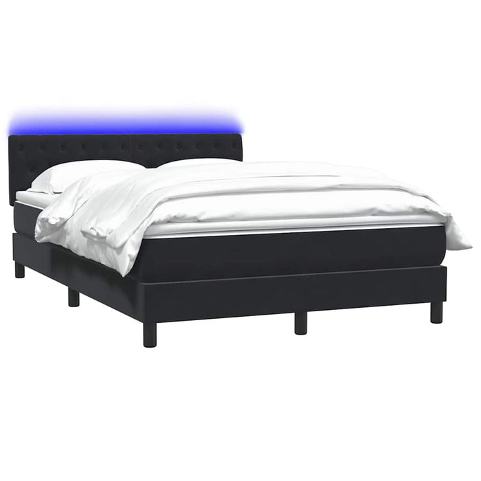 Pat cu arcuri cu saltea și LED, negru, 160x210 cm, catifea WALTI