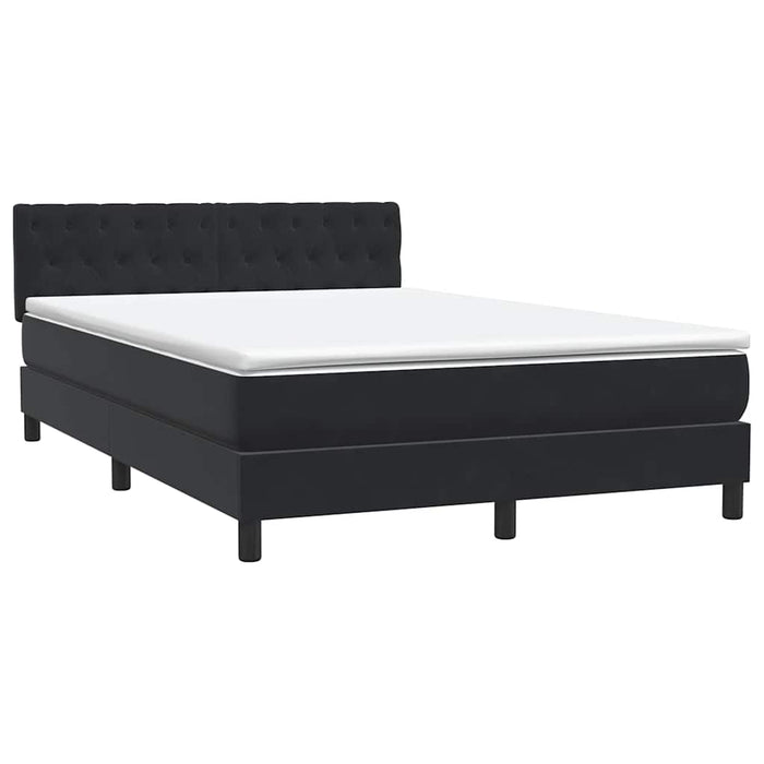 Pat cu arcuri cu saltea și LED, negru, 160x210 cm, catifea WALTI