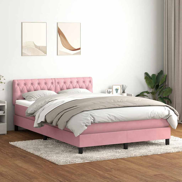 Pat cu arcuri cu saltea și LED, roz, 160x210 cm, catifea - WALTI WALTI