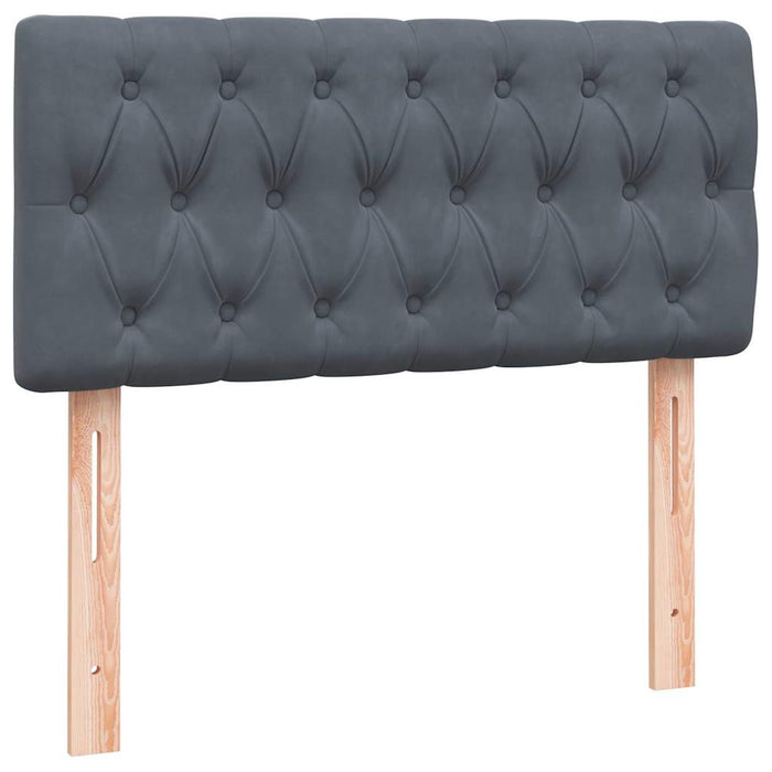 Pat cu arcuri cu saltea și LED, gri închis, 100x220 cm, catifea WALTI