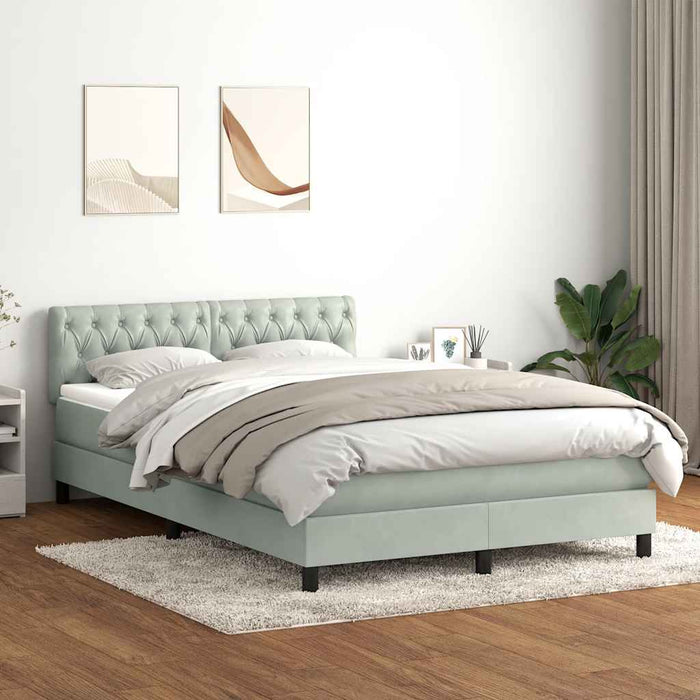 Pat cu arcuri cu saltea și LED, gri deschis, 160x220 cm, catifea - WALTI WALTI