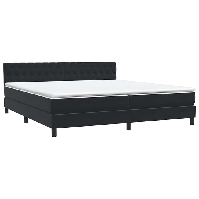 Pat cu arcuri cu saltea și LED, negru, 200x220 cm, catifea WALTI