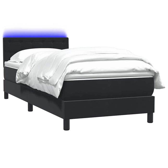 Pat cu arcuri cu saltea și LED, negru, 90x210 cm, catifea - WALTI WALTI