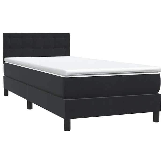 Pat cu arcuri cu saltea și LED, negru, 90x210 cm, catifea - WALTI WALTI