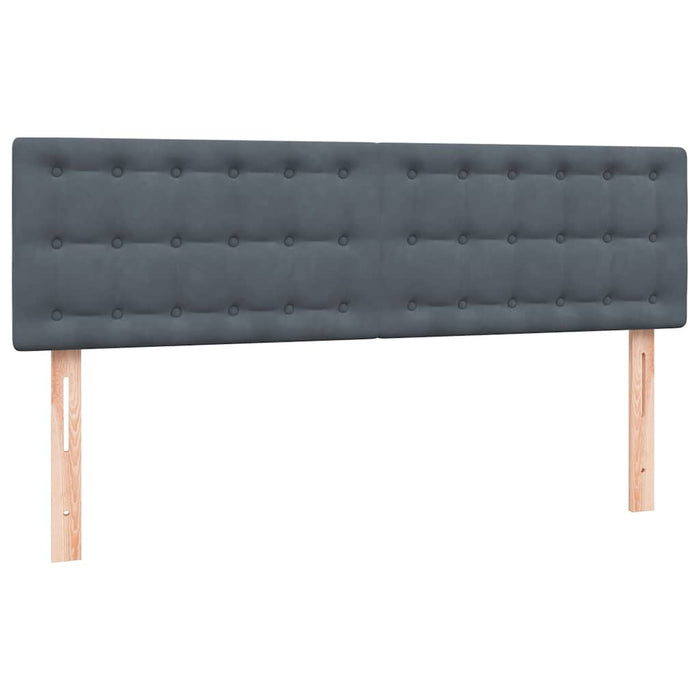 Pat cu arcuri cu saltea și LED, gri închis, 140x210 cm, catifea WALTI