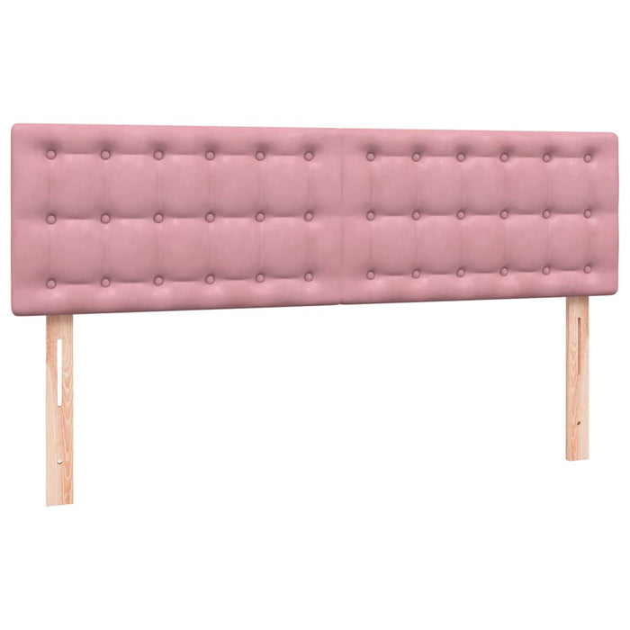 Pat cu arcuri cu saltea și LED, roz, 140x210 cm, catifea WALTI