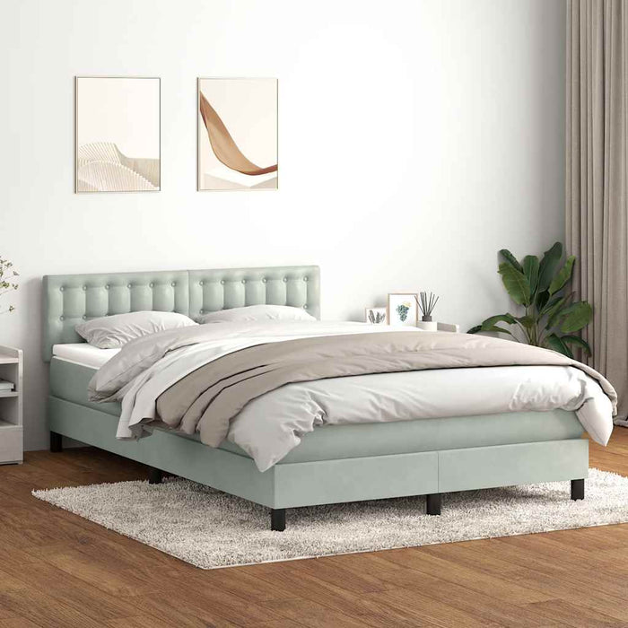 Pat cu arcuri cu saltea și LED, gri deschis, 160x210 cm, catifea WALTI