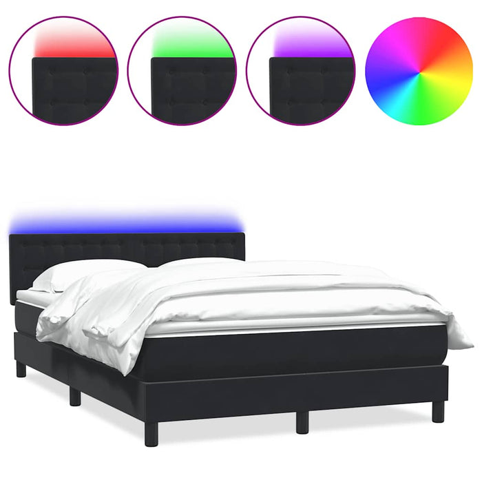 Pat cu arcuri cu saltea și LED, negru, 160x210 cm, catifea WALTI