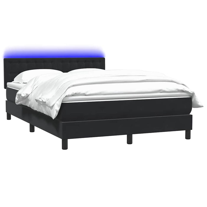 Pat cu arcuri cu saltea și LED, negru, 160x210 cm, catifea WALTI