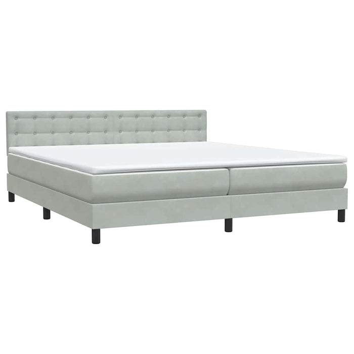 Pat cu arcuri cu saltea și LED, gri deschis, 200x210 cm, catifea WALTI