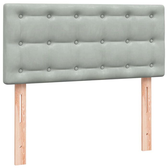 Pat cu arcuri cu saltea și LED, gri deschis, 80x220 cm, catifea WALTI
