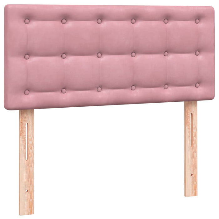 Pat cu arcuri cu saltea și LED, roz, 90x220 cm, catifea WALTI