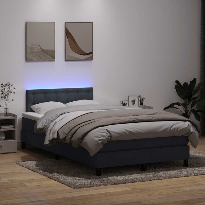 Pat cu arcuri cu saltea și LED, gri închis, 120x220 cm, catifea - WALTI WALTI