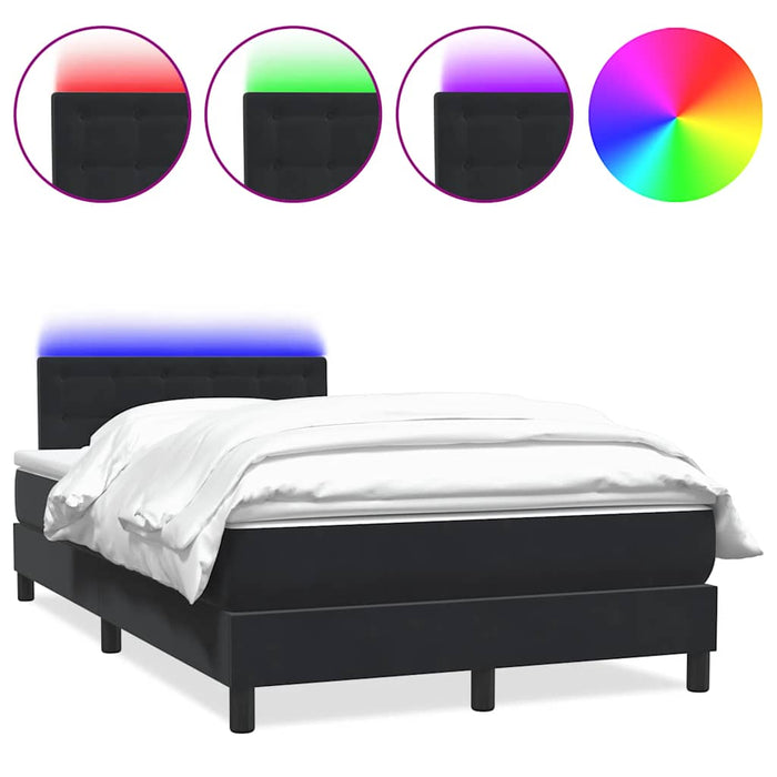 Pat cu arcuri cu saltea și LED, negru, 120x220 cm, catifea WALTI