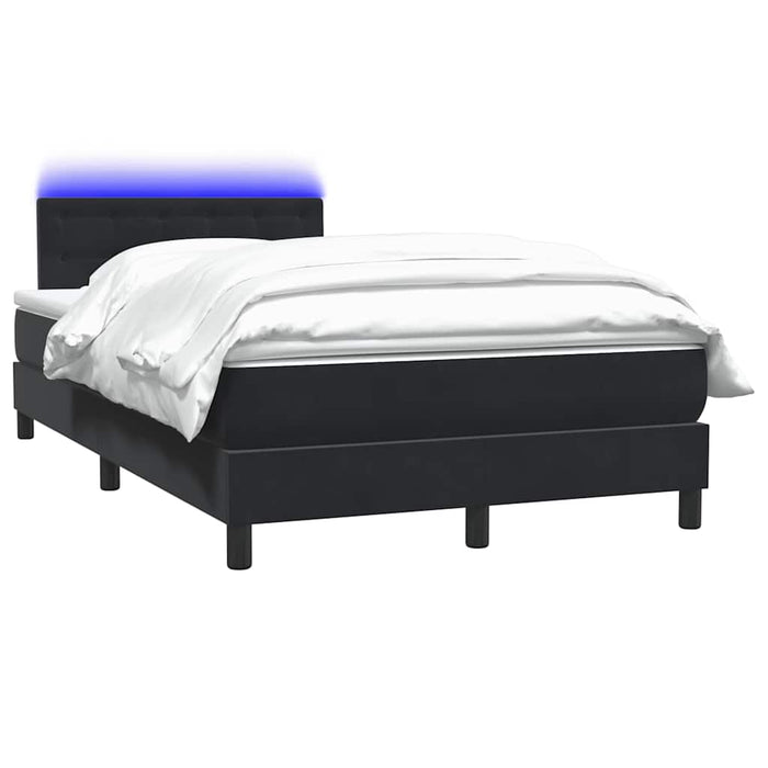 Pat cu arcuri cu saltea și LED, negru, 120x220 cm, catifea WALTI