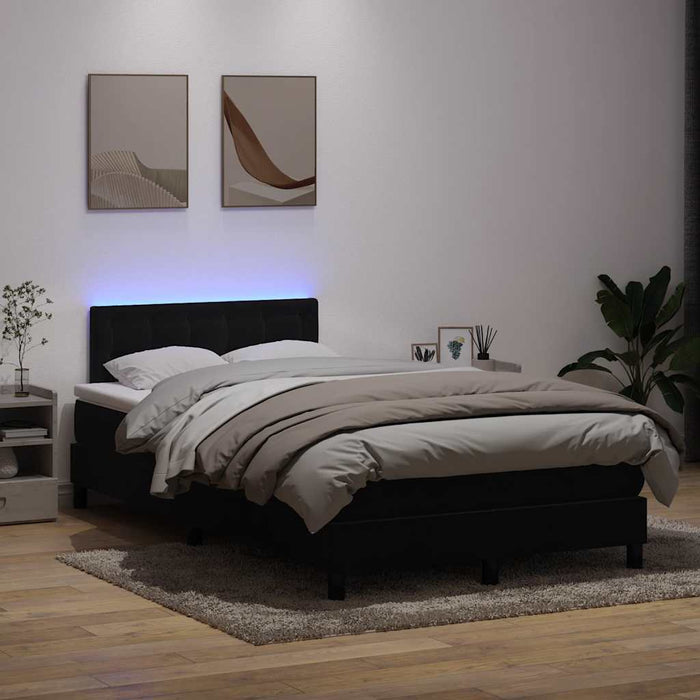 Pat cu arcuri cu saltea și LED, negru, 120x220 cm, catifea WALTI
