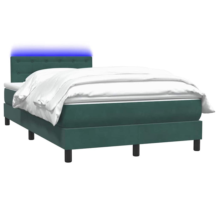 Pat cu arcuri cu saltea și LED, verde închis, 120x220 cm, catifea WALTI