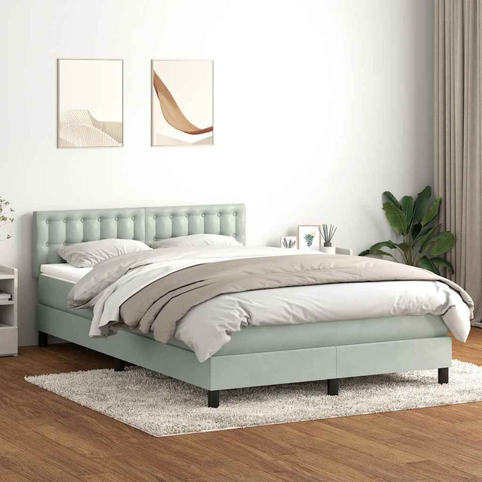 Pat cu arcuri cu saltea și LED, gri deschis, 160x220 cm, catifea WALTI