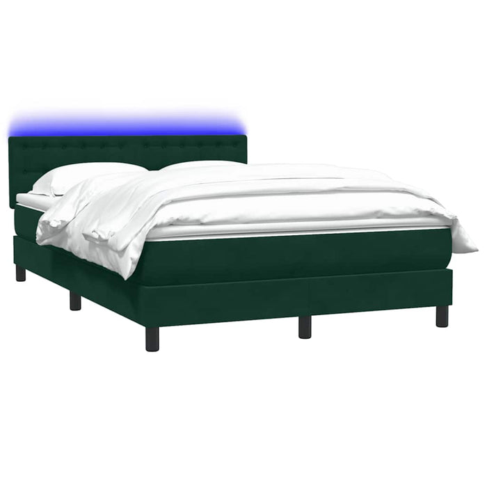 Pat cu arcuri cu saltea și LED, verde închis, 160x220 cm, catifea WALTI