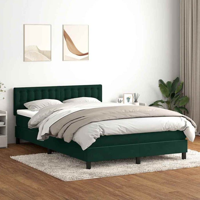 Pat cu arcuri cu saltea și LED, verde închis, 160x220 cm, catifea WALTI