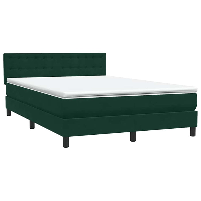 Pat cu arcuri cu saltea și LED, verde închis, 160x220 cm, catifea WALTI