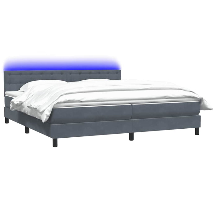 Pat cu arcuri cu saltea și LED, gri închis, 180x220 cm, catifea - WALTI WALTI