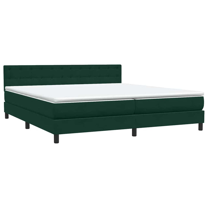 Pat cu arcuri cu saltea și LED, verde închis, 180x220 cm, catifea WALTI