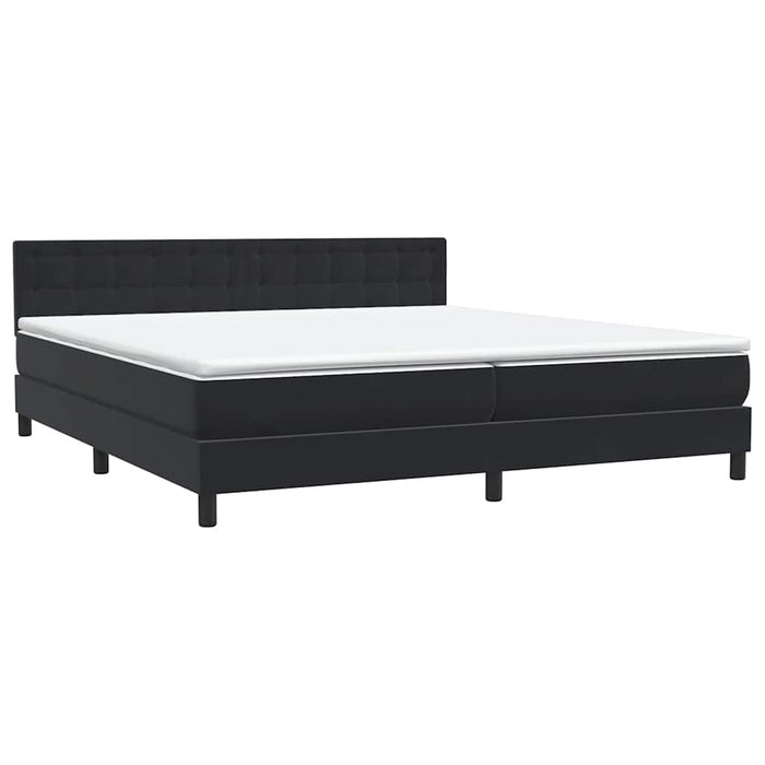 Pat cu arcuri cu saltea și LED, negru, 200x220 cm, catifea WALTI