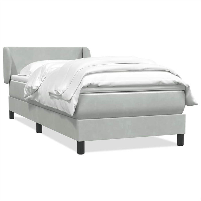 Pat box spring cu saltea, gri deschis, 80x210 cm, catifea WALTI