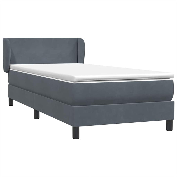 Pat box spring cu saltea, gri închis, 80x210 cm, catifea WALTI