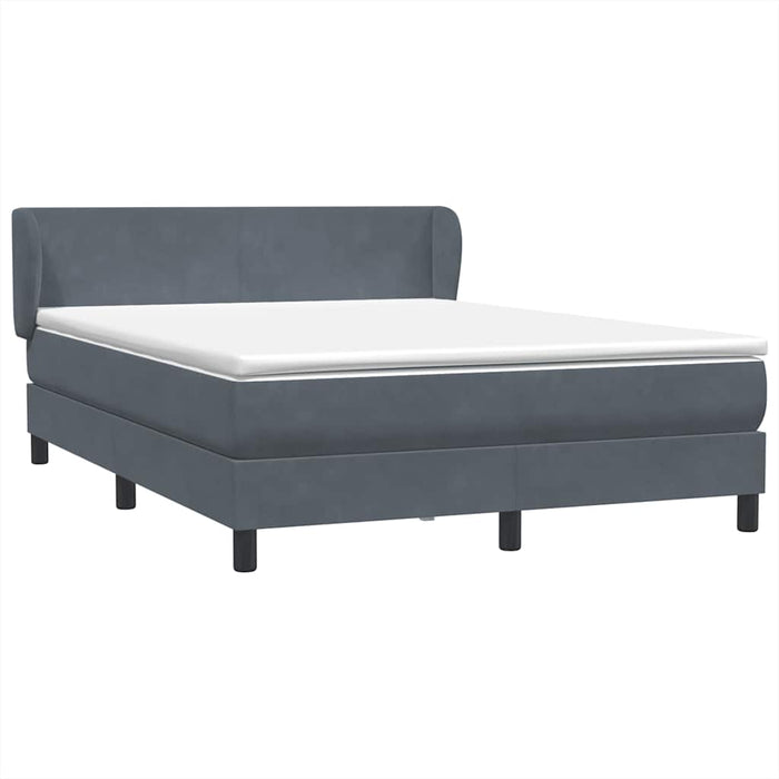 Pat box spring cu saltea, gri închis, 140x210 cm, catifea WALTI
