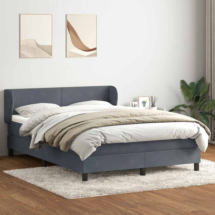 Pat box spring cu saltea, gri închis, 140x210 cm, catifea WALTI