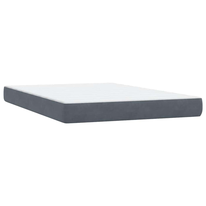 Pat box spring cu saltea, gri închis, 140x210 cm, catifea WALTI
