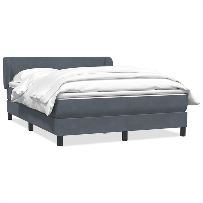 Pat box spring cu saltea, gri închis, 140x210 cm, catifea WALTI