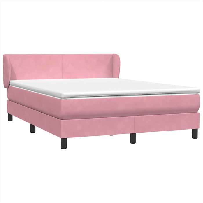 Pat box spring cu saltea, roz, 140x210 cm, catifea - WALTI WALTI