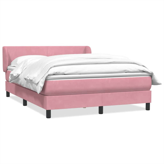 Pat box spring cu saltea, roz, 140x210 cm, catifea - WALTI WALTI