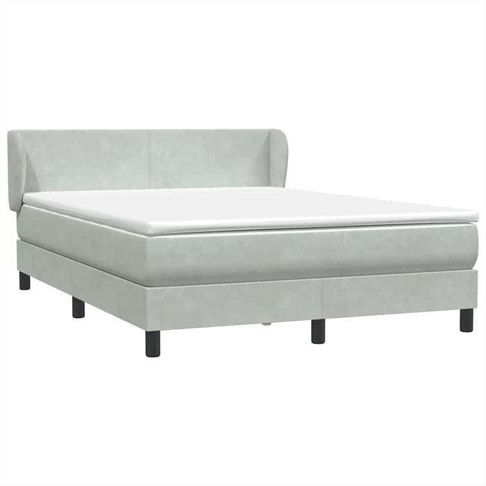 Pat box spring cu saltea, gri deschis, 160x210 cm, catifea - WALTI WALTI