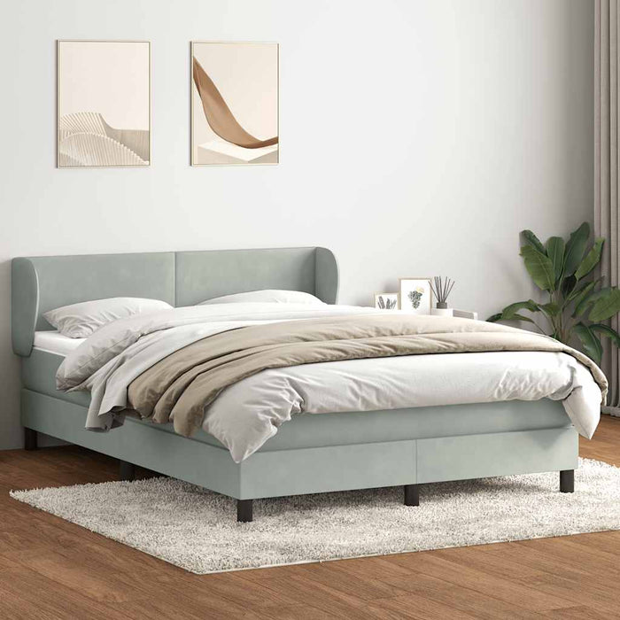 Pat box spring cu saltea, gri deschis, 160x210 cm, catifea - WALTI WALTI