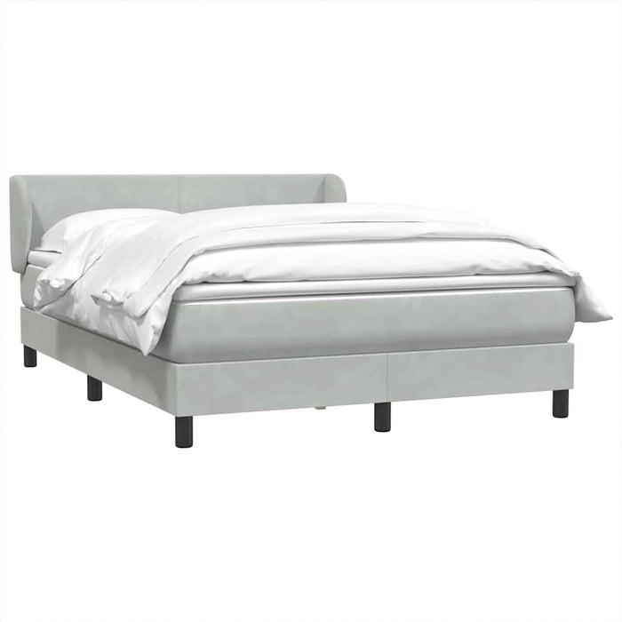 Pat box spring cu saltea, gri deschis, 160x210 cm, catifea - WALTI WALTI