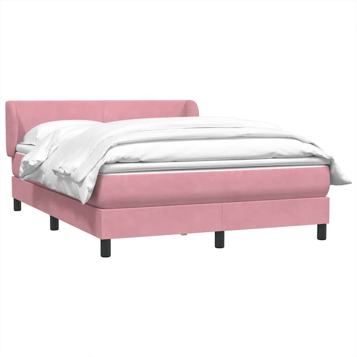 Pat box spring cu saltea, roz, 160x210 cm, catifea WALTI