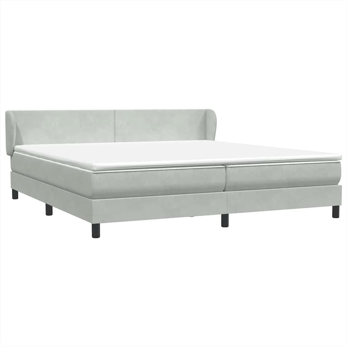 Pat cu arcuri cu saltele gri deschis 200x210 cm catifea WALTI