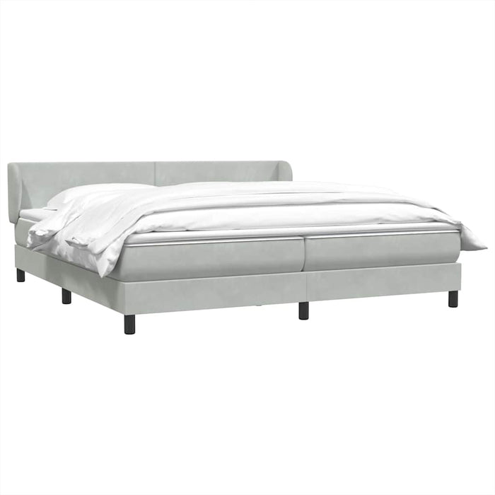 Pat cu arcuri cu saltele gri deschis 200x210 cm catifea WALTI