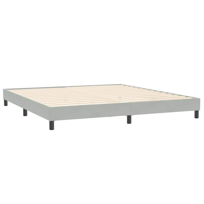 Pat cu arcuri cu saltele gri deschis 200x210 cm catifea WALTI