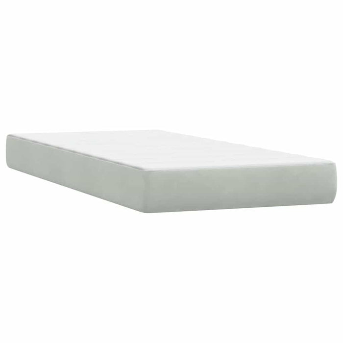Pat cu arcuri cu saltele gri deschis 200x210 cm catifea WALTI