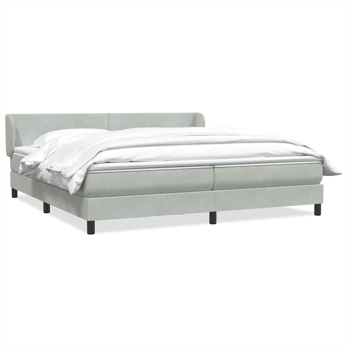 Pat cu arcuri cu saltele gri deschis 200x210 cm catifea WALTI